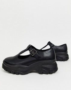 Черные туфли из искусственной кожи на массивной подошве Koi Footwear-Черный