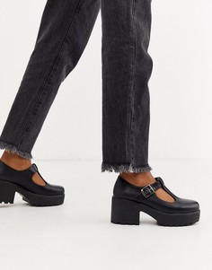 Туфли на каблуке из искусственной кожи с ремешком Koi Footwear-Черный