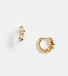 Позолоченные серьги-кольца с камнями овальной огранки Orelia-Золотой