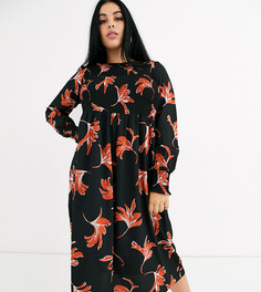 Платье миди с цветочным принтом Junarose-Мульти