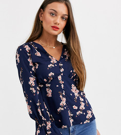 Блузка на пуговицах с цветочным принтом Vero Moda Petite-Темно-синий