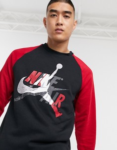Черно-красный свитшот с круглым вырезом и логотипом Nike Jordan Jumpman Air-Черный
