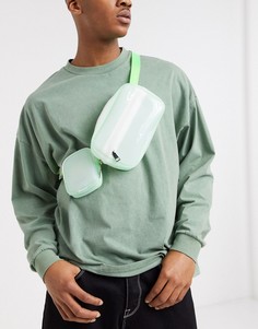 Белая пластиковая сумка-кошелек на пояс с зеленым ремешком ASOS DESIGN-Белый