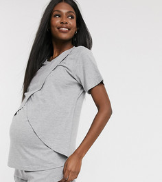 Пижамная трикотажная футболка для кормления от комплекта ASOS DESIGN Maternity-Серый