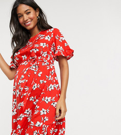 Красное платье мини с цветочным принтом New Look Maternity-Красный