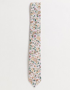 Галстук с цветочным принтом кремового цвета Ben Sherman-Кремовый