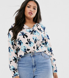 Рубашка без воротника с цветочным принтом Junarose-Многоцветный