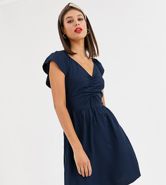 Платье с присборенной отделкой спереди Vero Moda Tall-Темно-синий
