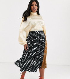 Контрастная плиссированная юбка в горошек Unique21-Мульти