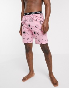 Розовые шорты от пижамы с принтом созвездий и логотипом на поясе ASOS DESIGN-Розовый