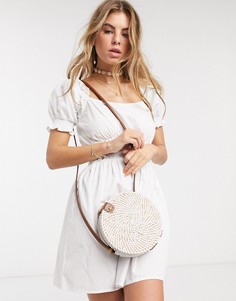 Круглая сумка из ротанга ASOS DESIGN-Белый