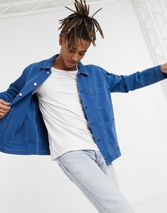 Синяя куртка с карманами Weekday-Синий