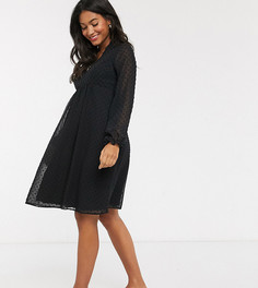 Черное свободное платье мини с V-образным вырезом New Look Maternity-Черный