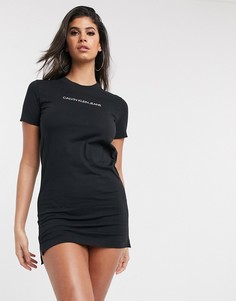 Черное платье-футболка с логотипом Calvin Klein Jeans-Черный