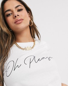 Футболка с надписью "Oh please" Missguided-Белый