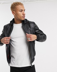 Черная куртка из искусственной кожи со съемным капюшоном Armani Exchange-Черный