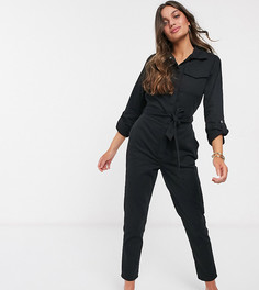 Черный комбинезон с ремнем New Look Petite