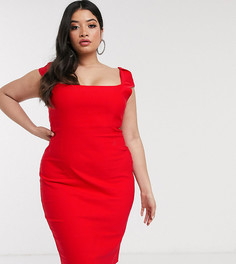 Красное облегающее платье миди Vesper Plus-Красный