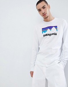 Белый лонгслив с принтом Patagonia Responsibili-Tee