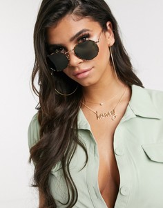 Круглые солнцезащитные очки в металлической оправе с G15 стеклами ASOS DESIGN-Коричневый цвет