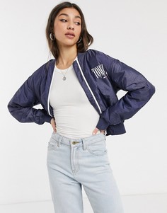 Бомбер с контрастной отделкой Tommy Jeans-Темно-синий