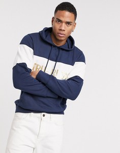 Худи в стиле колор блок с логотипом True Religion-Синий