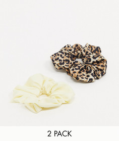 Атласные резинки для волос белого цвета и с леопардовым принтом Monki-Мульти