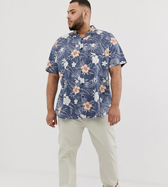 Рубашка с гавайским принтом и воротником в виде лацканов Duke King Size-Темно-синий