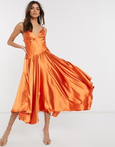 Платье миди на бретельках ASOS EDITION-Оранжевый цвет
