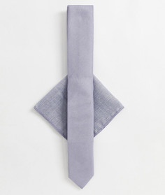 Узкий фактурный галстук и платок для нагрудного кармана лавандового цвета ASOS DESIGN-Фиолетовый
