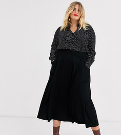 Черная юбка миди с карманами ASOS DESIGN Curve-Черный цвет