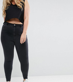 Черные выбеленные джинсы скинни с завышенной талией ASOS DESIGN Curve - Ridley-Черный