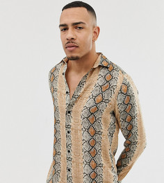 Светло-бежевая рубашка стандартного кроя со змеиным принтом ASOS DESIGN Tall-Светло-бежевый