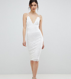 Кружевное платье миди с фактурной отделкой по краю City Goddess Tall-Белый