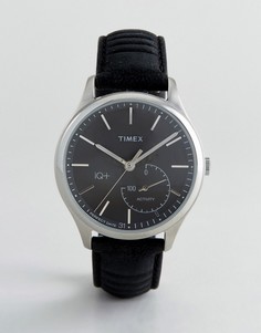 Смарт-часы с черным кожаным ремешком Timex IQ-Черный
