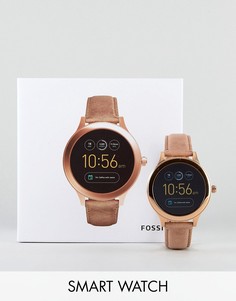 Смарт-часы с кожаным ремешком светло-коричневого цвета Fossil Q FTW6005 Venture-Рыжий