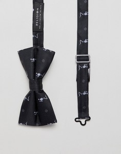 Черный атласный галстук-бабочка с принтом Religion