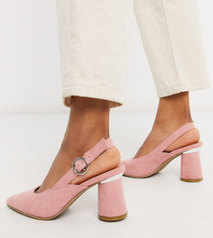 Розовые туфли-лодочки с ремешком на пятке Simply Be wide fit-Розовый