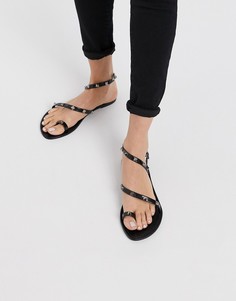 Черные сандалии из гибкого пластика с заклепками ASOS DESIGN-Черный