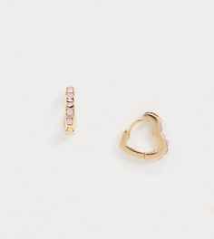 Позолоченные серьги-кольца с камнями Reclaimed vintage-Золотой