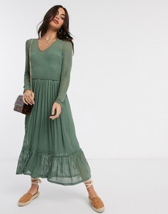 Свободное зеленое платье миди с полосками Y.A.S-Зеленый