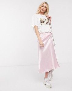 Атласная юбка мидакси Daisy Street-Розовый