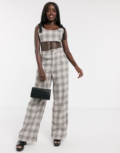 Широкие брюки в клетку от костюма In The Style x Fashion Influx-Многоцветный