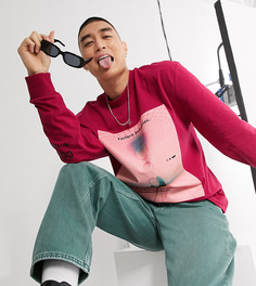 Розовый лонгслив с принтом COLLUSION