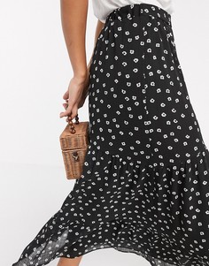 Черная юбка миди с цветочным принтом Y.A.S-Мульти