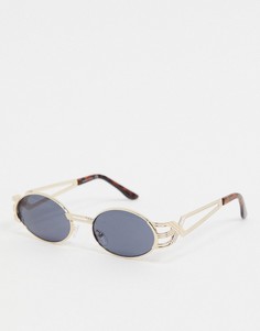 Солнцезащитные очки в золотистой металлической оправе в стиле 90-х Missguided-Золотой