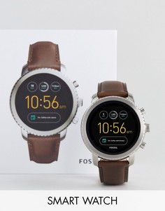 Смарт-часы с коричневым кожаным ремешком Fossil Q FTW4003 Explorist-Коричневый