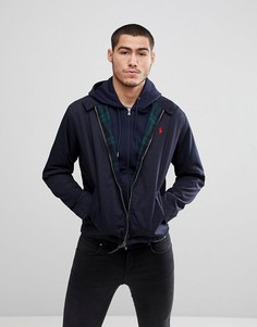 Темно-синяя хлопковая куртка Харрингтон с логотипом Polo Ralph Lauren-Темно-синий