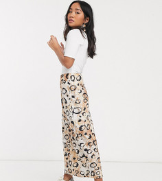 Атласная юбка макси с леопардовым принтом ASOS DESIGN Petite-Мульти