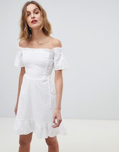 Платье с открытыми плечами Neon Rose-Белый